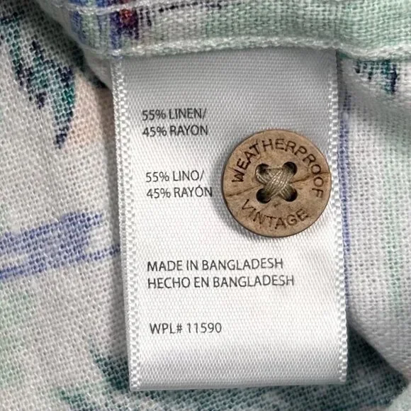 Weatherproof Linen XL Hawaiian Tropical Camp Shirt Coastal Floral Outdoors - Picture 5 of 6